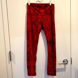 Lululemon leggings, red snakeskin print